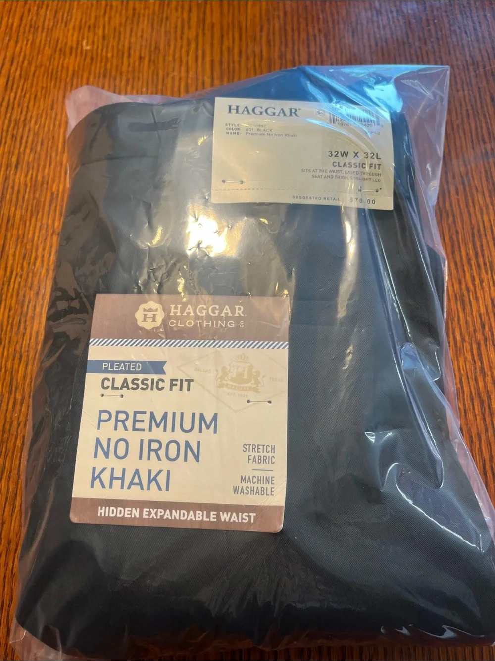 Haggar premium Men's Black Dress Pants - Classic Straight Fit 32x32
